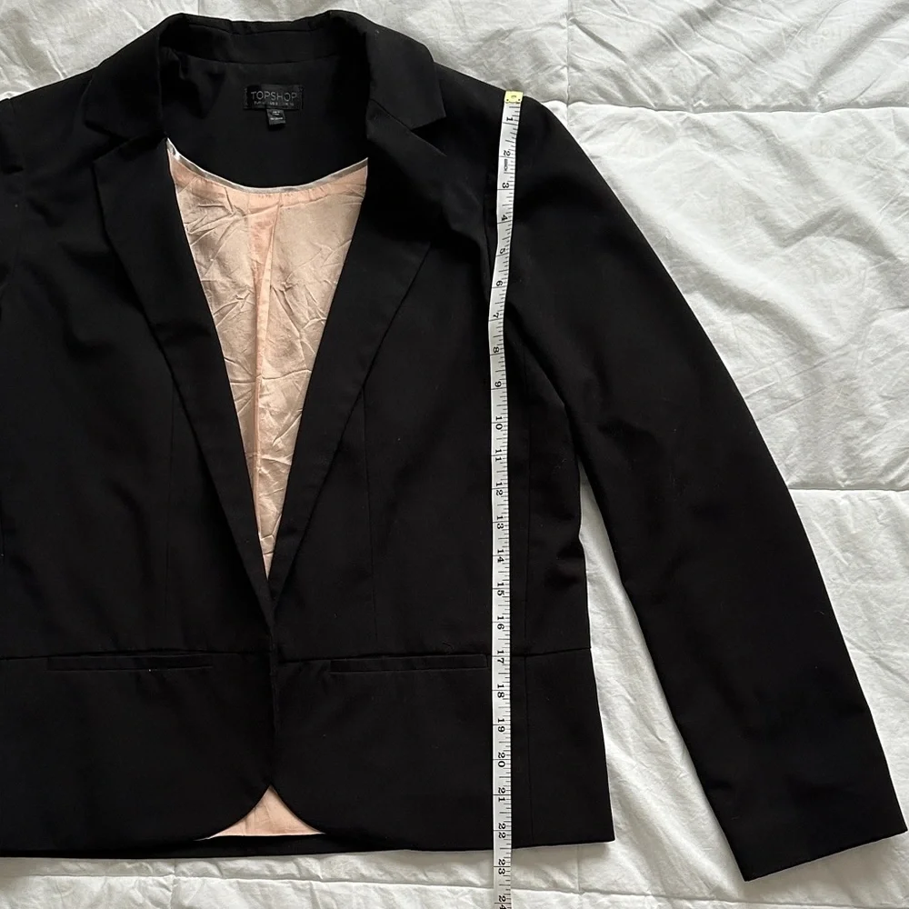 Topshop Black Tailored Blazer with Pale Pink Lining - Picture 4 of 9